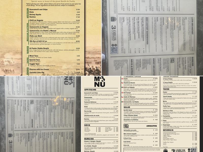 3 Amigos Menu