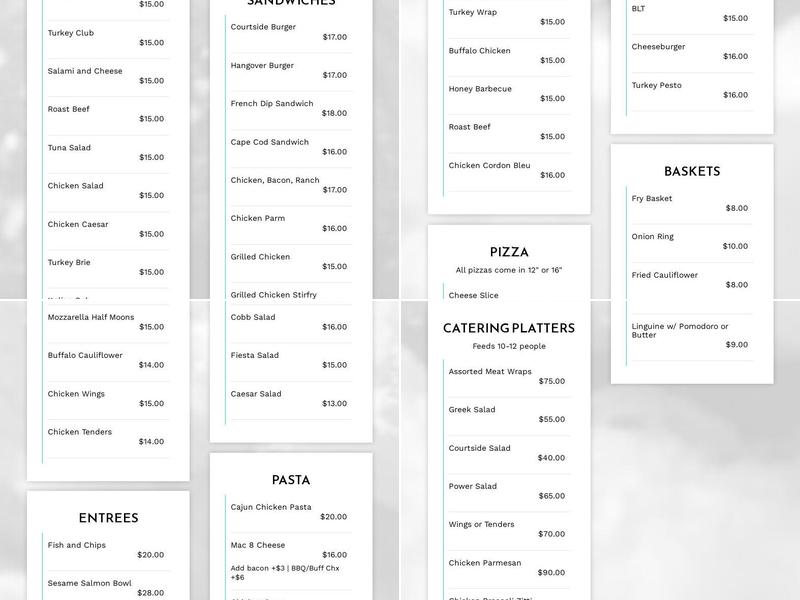 Courtside Bar &Grill Menu