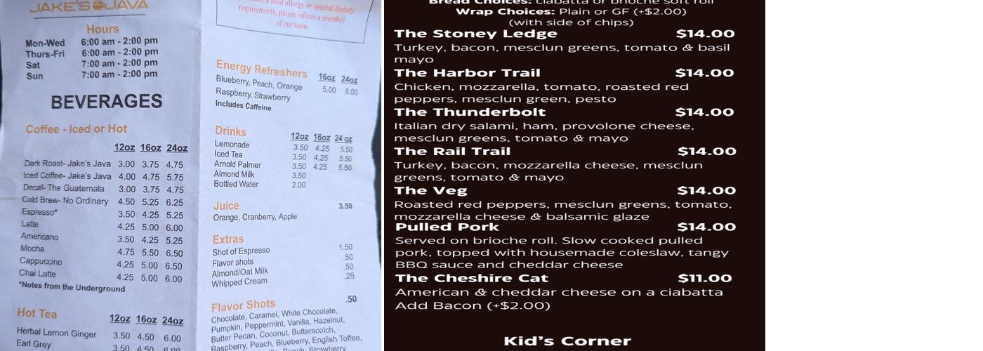 Jake's Java Menu