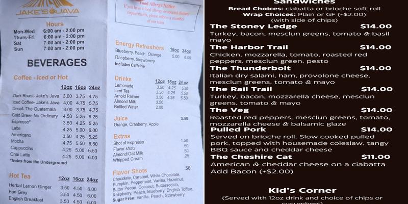 Jake's Java Menu