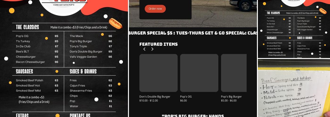 Pop's Place Menu