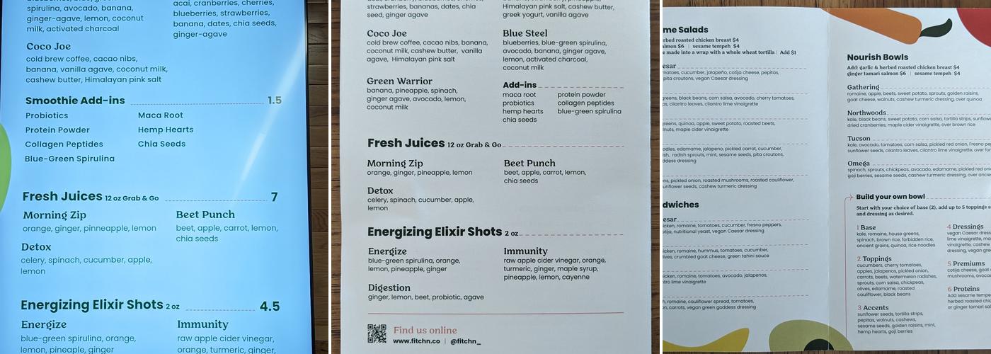 Fitchn Menu