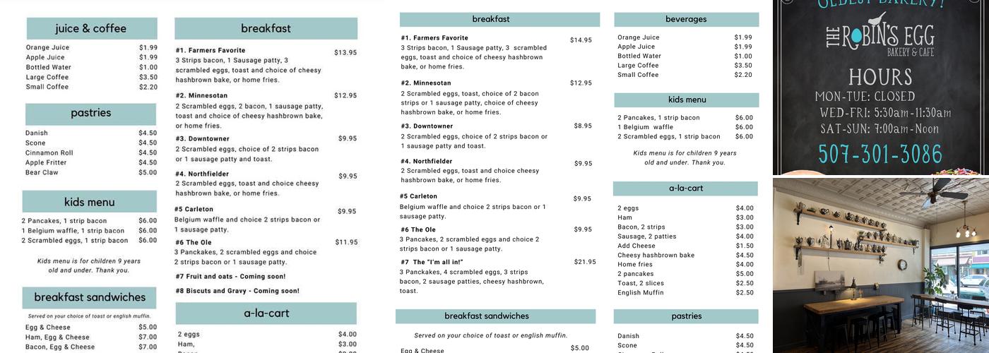 The Robin's Egg Menu