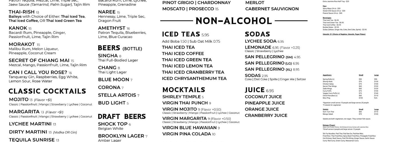 Secret Thai Kitchen Menu