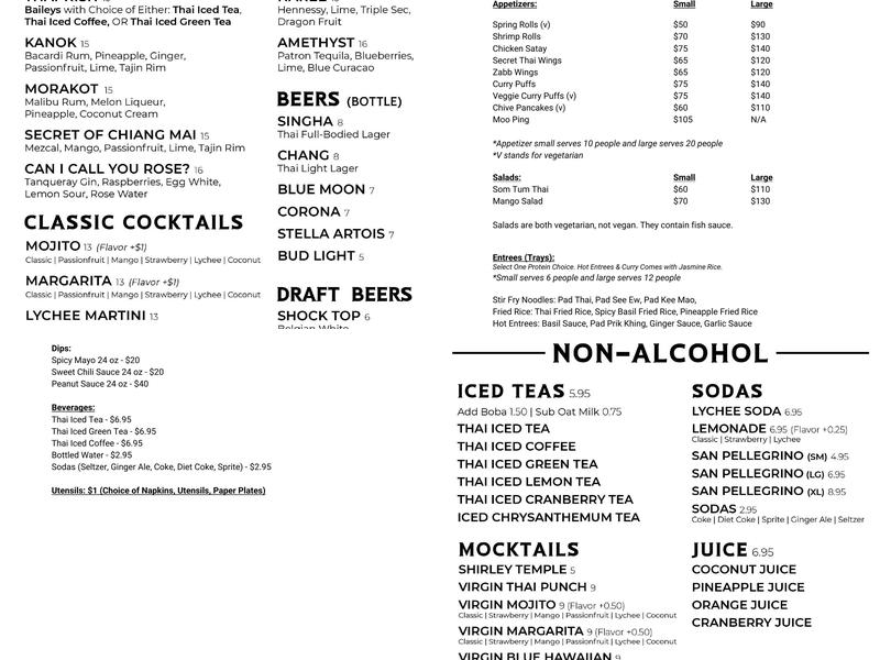 Secret Thai Kitchen Menu