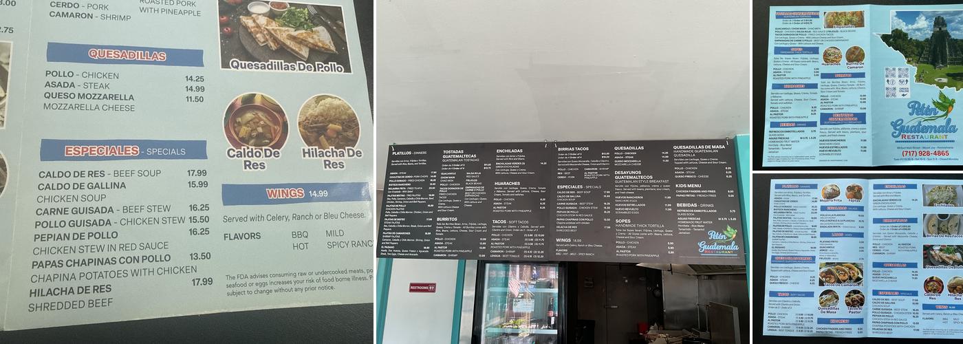 Petén Guatemala Restaurant Menu