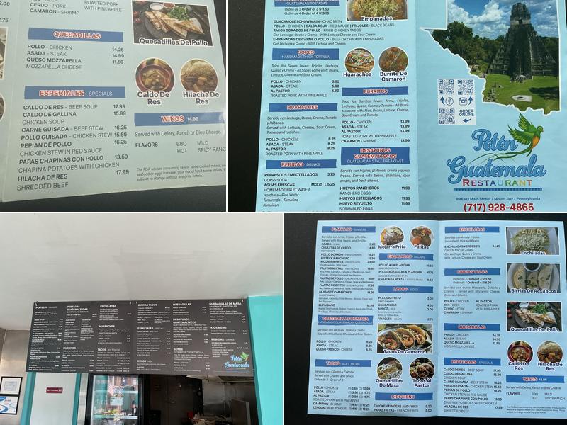 Petén Guatemala Restaurant Menu