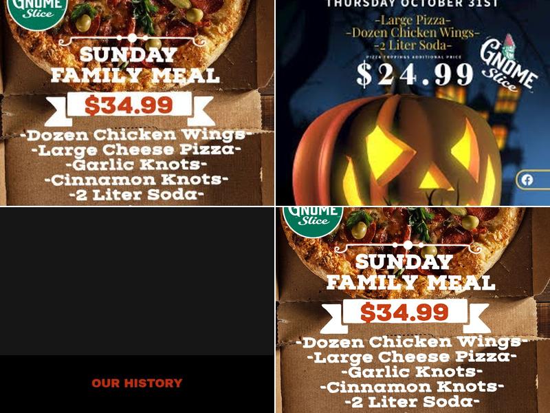 Gnome Slice Pizzeria Menu