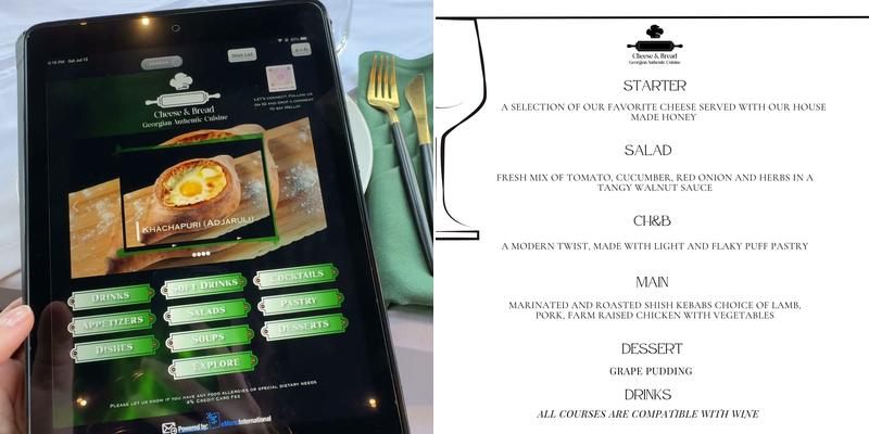 Cheese and Bread Menu