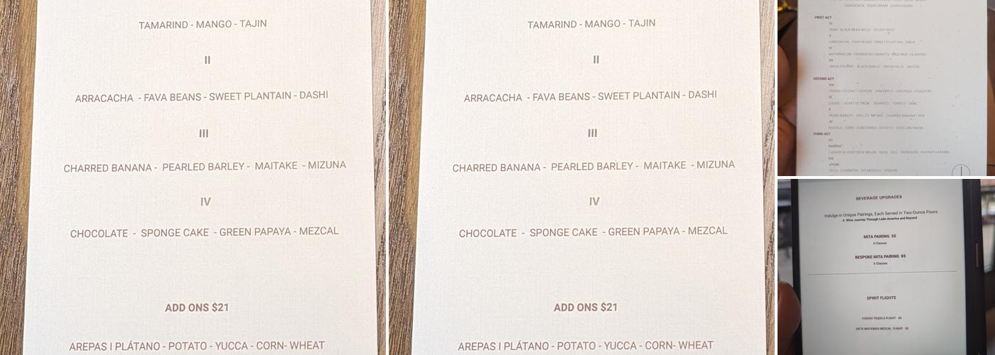 MITA Menu
