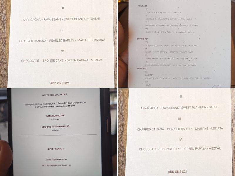 MITA Menu