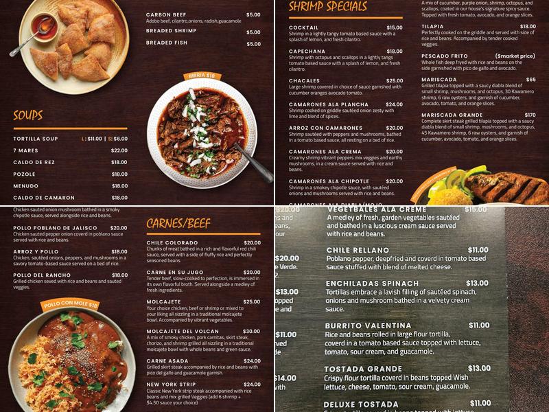 Los Volcanes Authentic Mexican Restaurant Menu