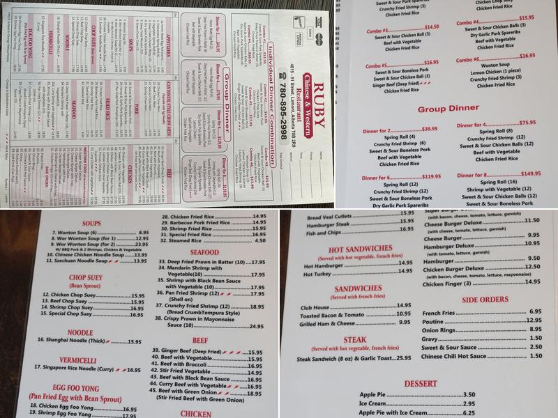 Ruby Chinese & Western Restaurant Menu