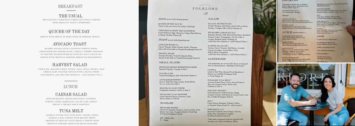 Folklore Provisions Menu