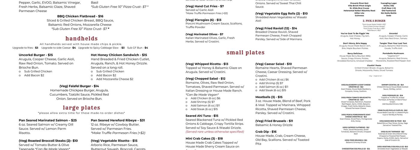 Uncorkd Menu