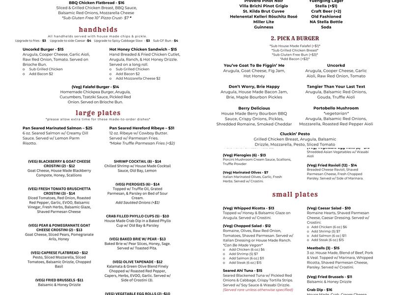Uncorkd Menu