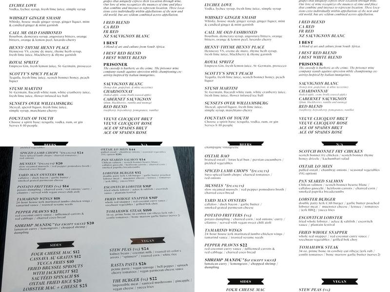 Continent Brooklyn Menu