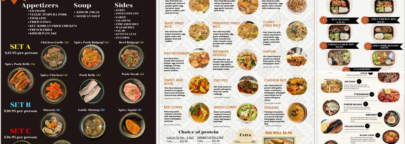 Bulgogi Korean BBQ and Thai Menu