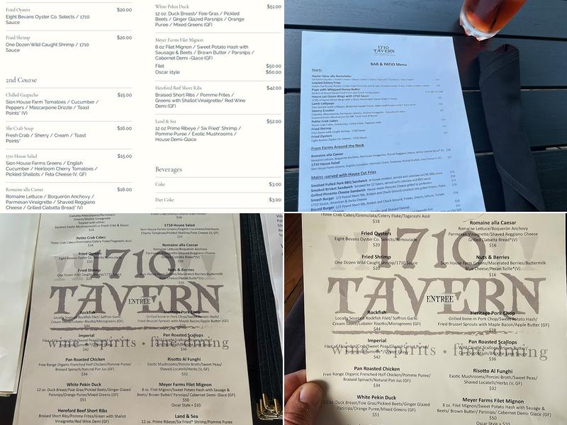 1710 Tavern Menu