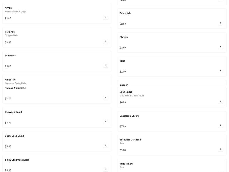 Bushido-Lafayette Menu