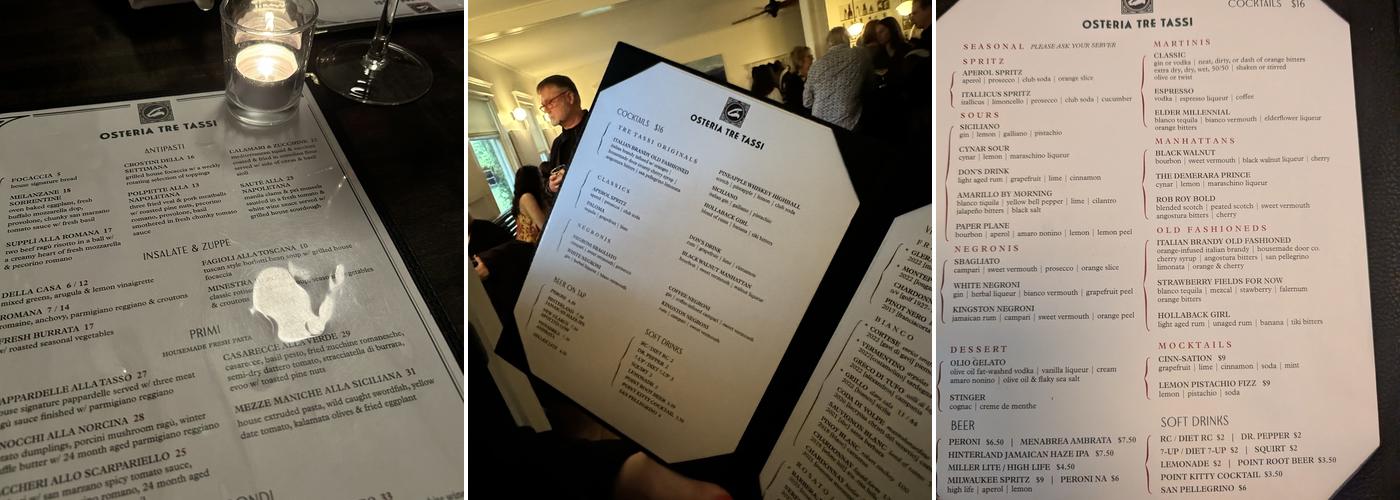 Osteria Tre Tassi Menu