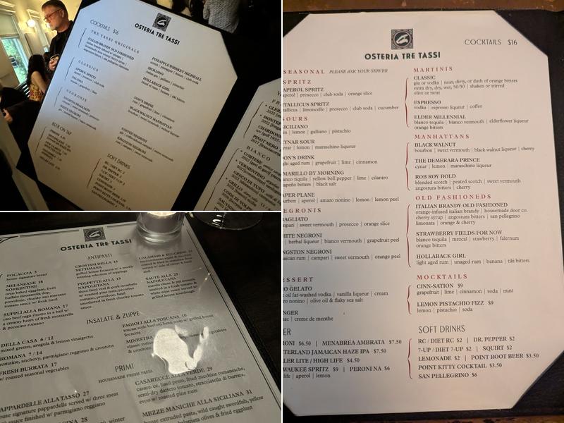 Osteria Tre Tassi Menu