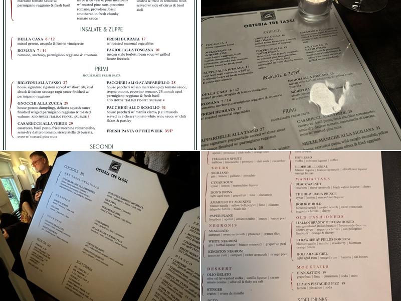 Osteria Tre Tassi Menu