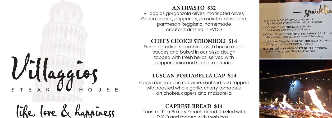 Villaggios Steakhouse Menu