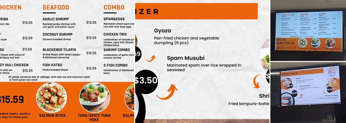 Vulcan Hawaiian Barbecue Menu