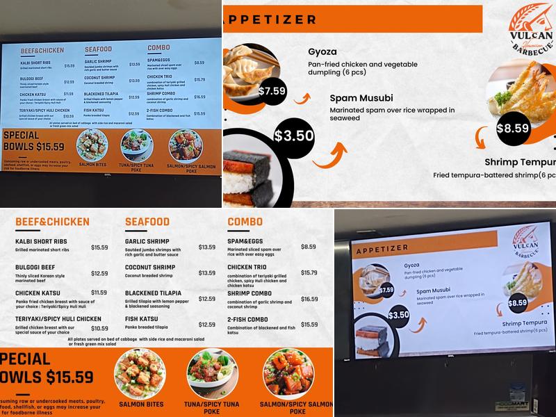 Vulcan Hawaiian Barbecue Menu