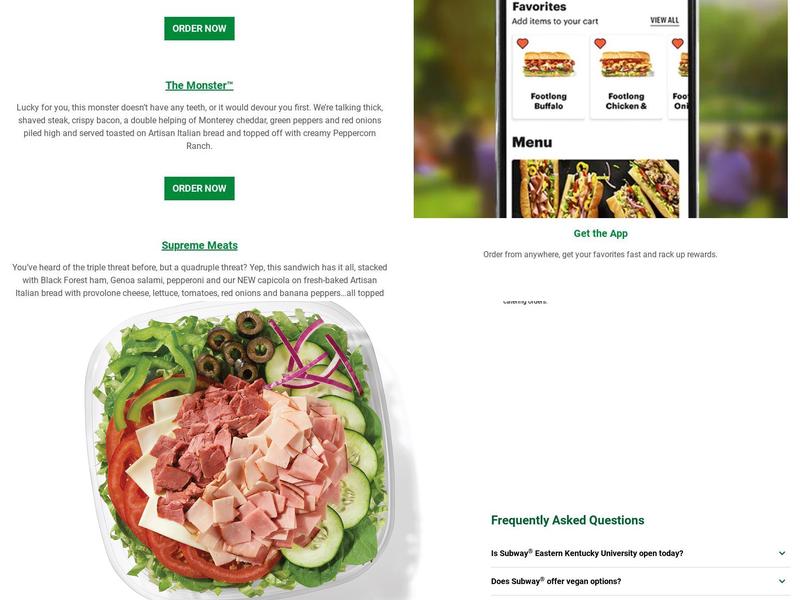 Subway Menu