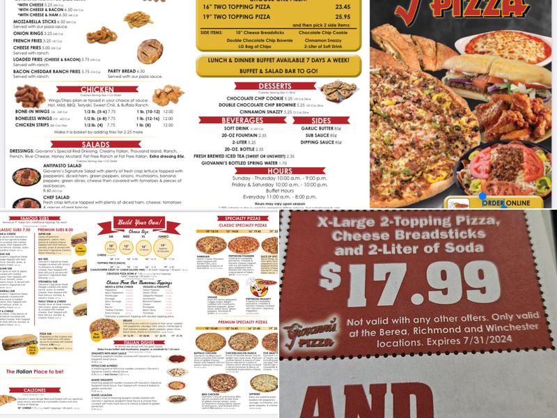 Giovanni's Pizza Menu