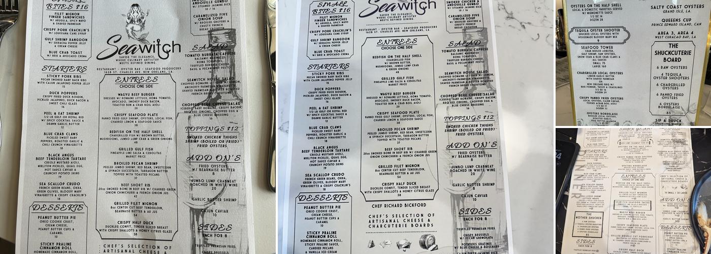 Seawitch Restaurant & Oyster Bar Menu