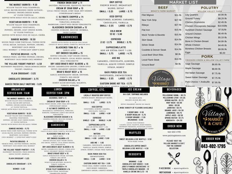 VILLAGE MARKET & CAFE Menu