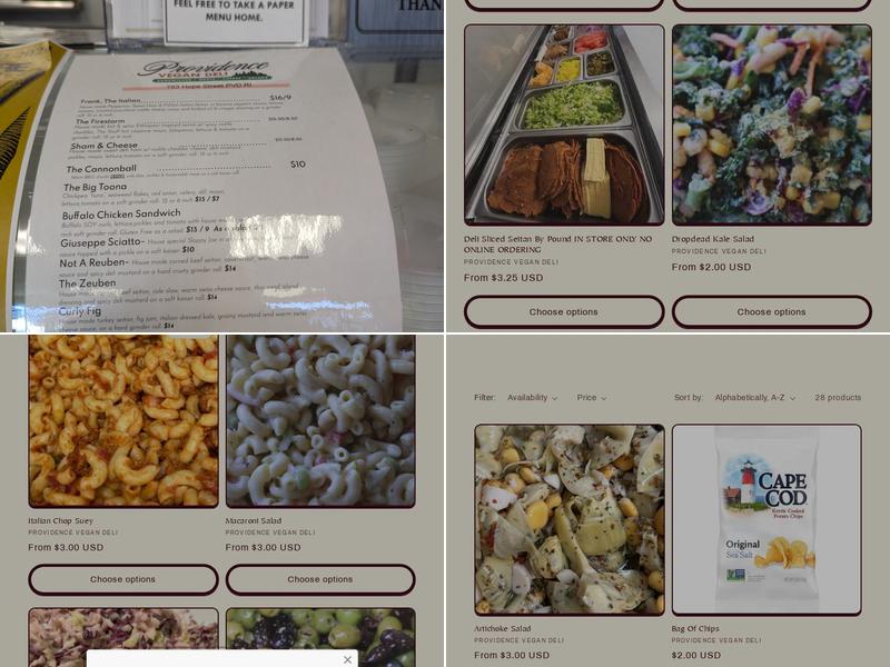 Providence Vegan Deli Menu