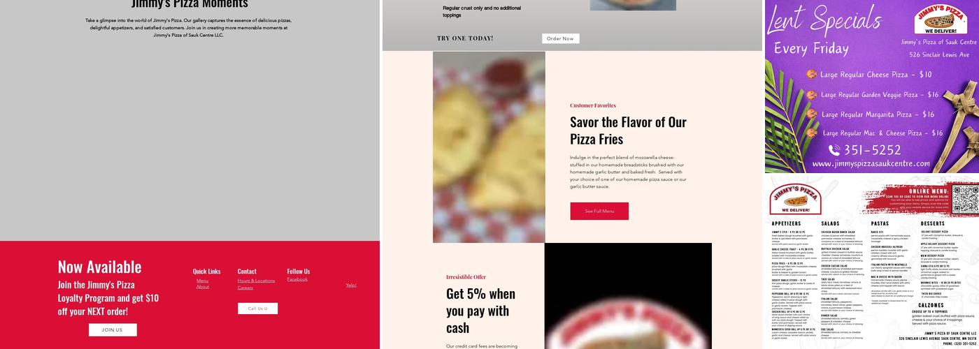 Jimmys Pizza of Sauk Centre Menu