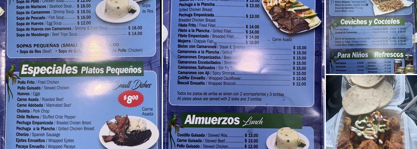 El Sabor de Guatemala Menu