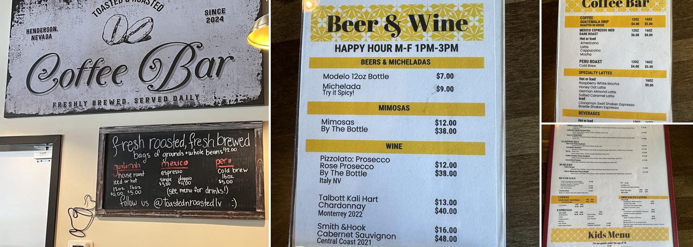 Toasted & Roasted Menu