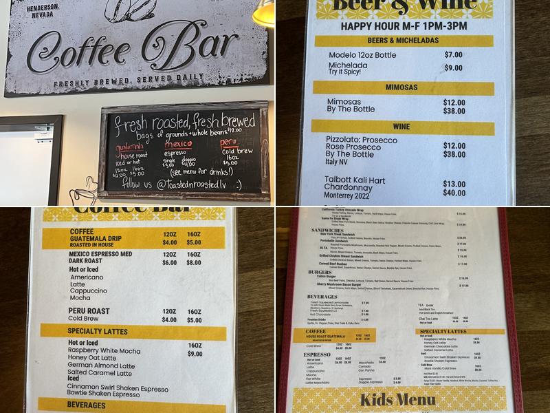 Toasted & Roasted Menu