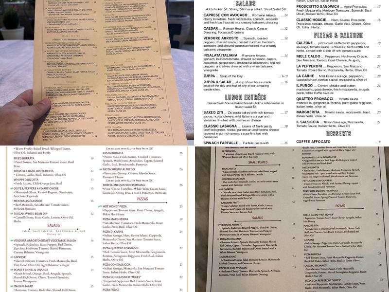 Pressa Italia Menu