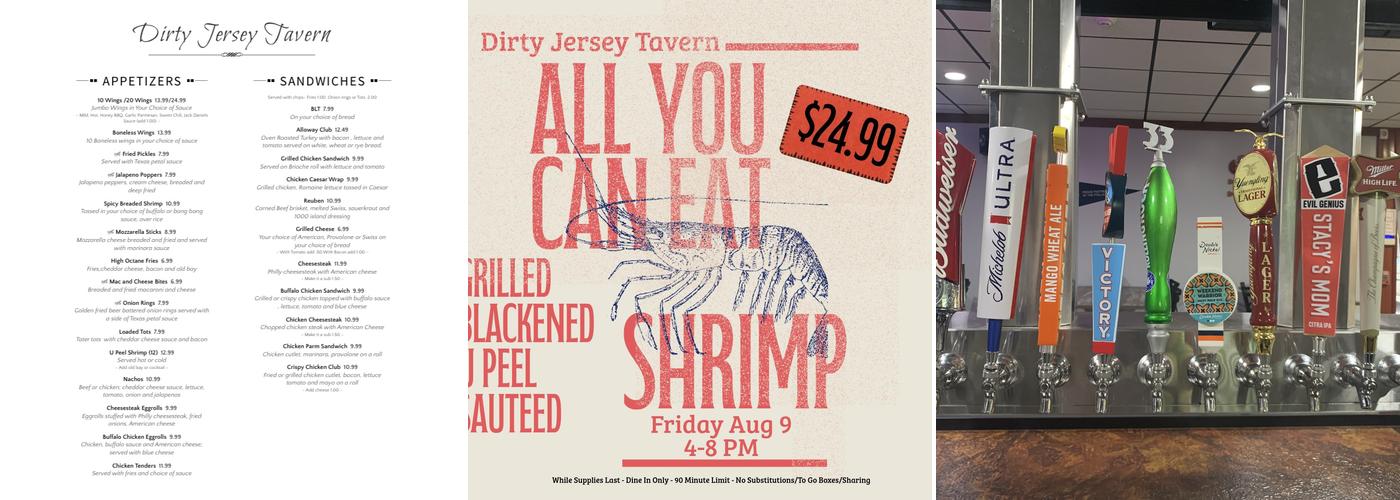Dirty Jersey Tavern Menu