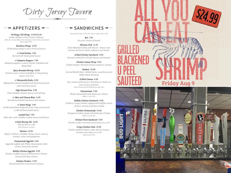 Dirty Jersey Tavern Menu