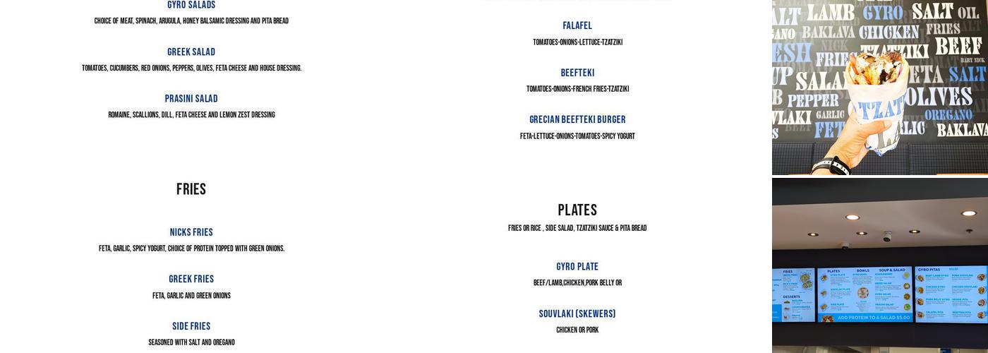 Nick The Greek Menu