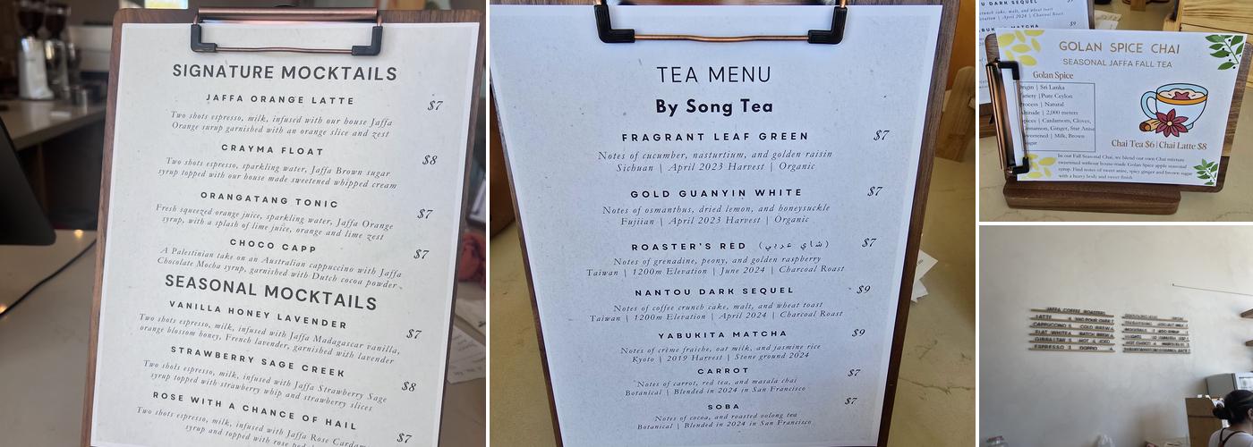 Jaffa Coffee Roasters Menu