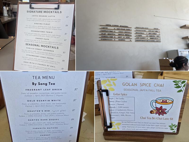 Jaffa Coffee Roasters Menu