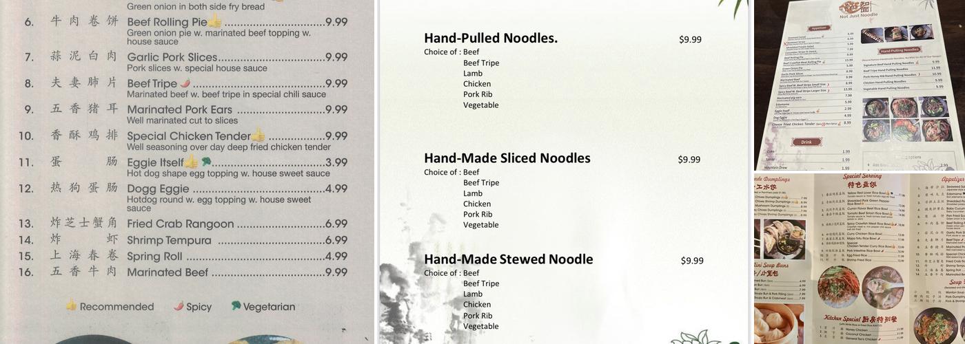 Not Just Noodle Menu
