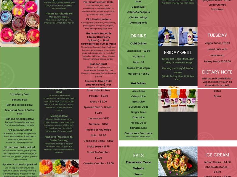 Mamies Protein Smoothies Queens LLC Menu