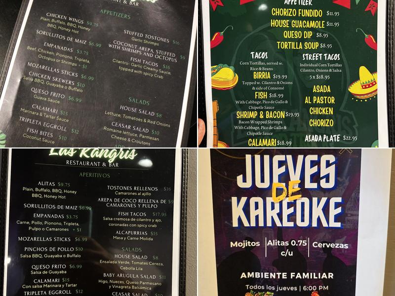 Las Kangris Restaurant & Bar Menu