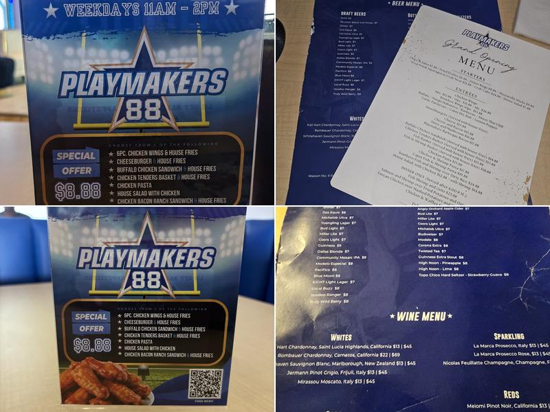 Playmakers88 Bar & Grill Menu