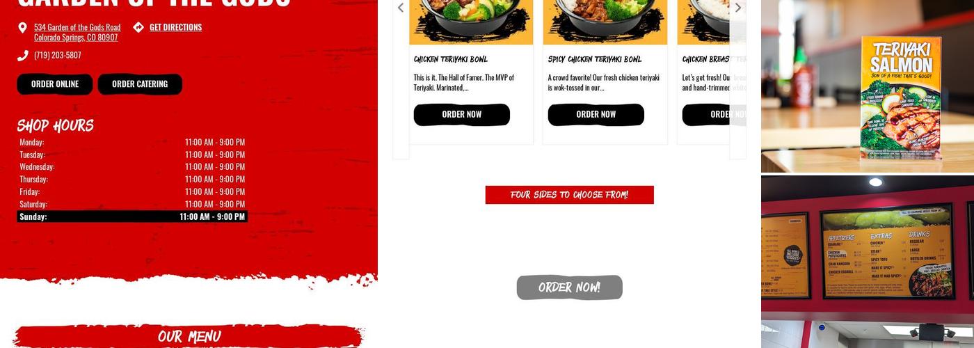 Teriyaki Madness Menu